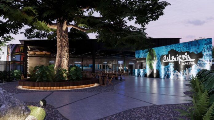 Cerverjaria Balbúrdia terá bar com vista privilegiada para a ponte Hercílio Luz, em Florianópolis. crédito Arqinside Arquitetura